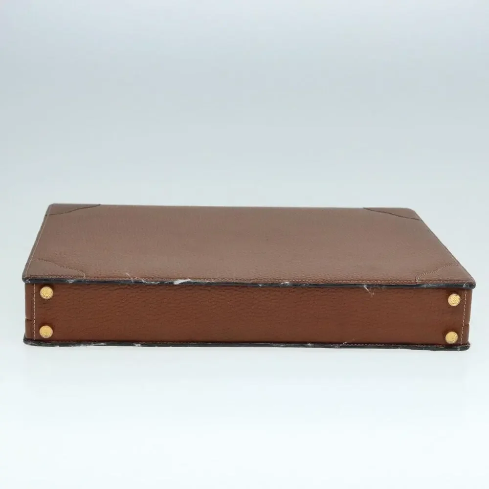 LOEWE Anagram Attache Case Trunk Leather Brown Gold